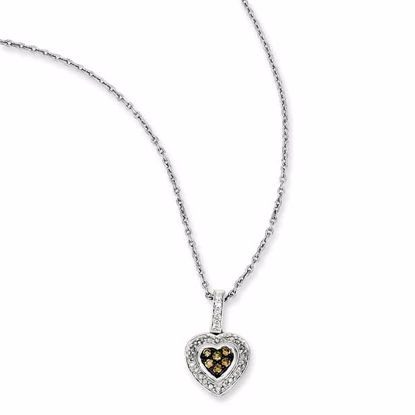 QP3625 White Night Sterling Silver Champagne Diamond Small Heart Pendant