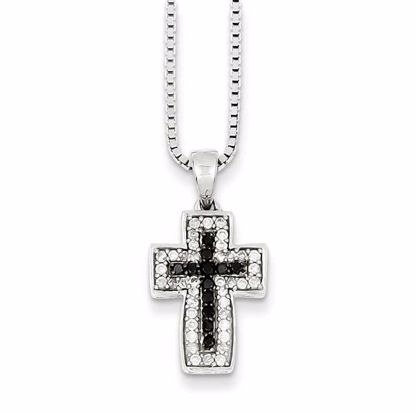 QP3847 White Night Sterling Silver Black & White Diamond Pendant Necklace