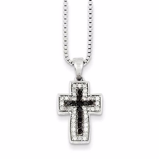 QP3847 White Night Sterling Silver Black & White Diamond Pendant Necklace