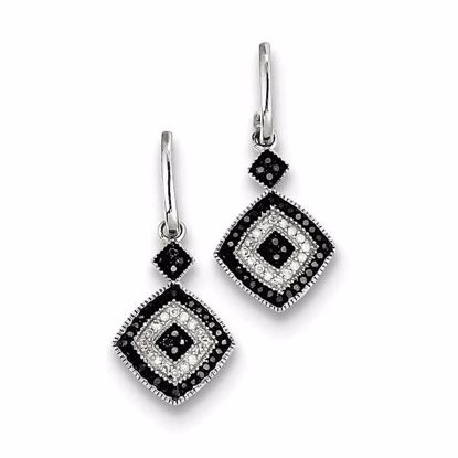 QE10875 White Night Sterling Silver Black and White Diamond Earrings