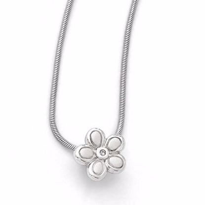 QW175-18 White Ice 02ct. Matte Finish Diamond Flower Necklace