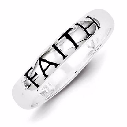 QR2692-8 Confirmation/Communion Sterling Silver Antiqued & Polished Faith Ring