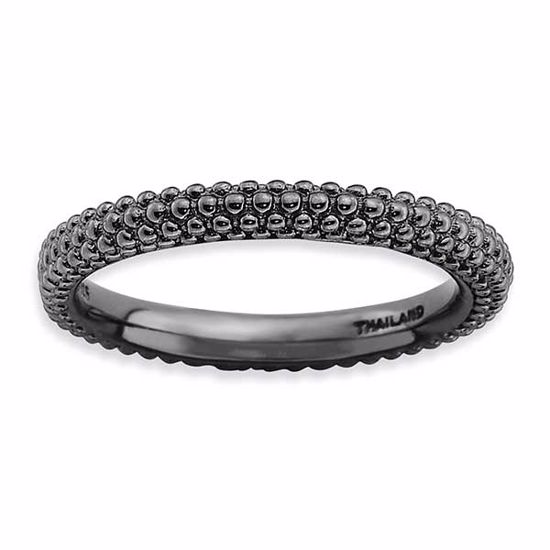 QSK881-5 Stackable Expressions Sterling Silver Stackable Expressions Black-plated Domed Ring