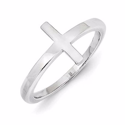 QR5883-7 Sideways Crosses Sterling Silver Sideways Cross Ring