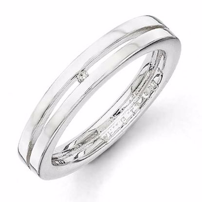 QW224-8 White Ice SS White Ice .01ct. Grooved Diamond Ring