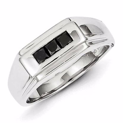 QR5476-10 Closeouts Sterling Silver Black Diamond Men's Ring
