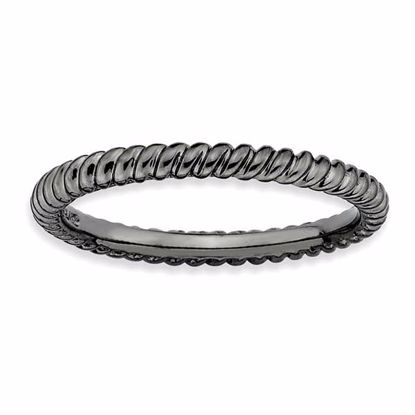 QSK197-7 Stackable Expressions Sterling Silver Stackable Expressions Black-plated Twisted Ring