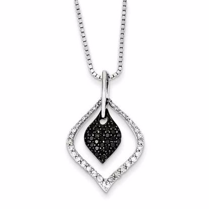 QP2318 Closeouts Sterling Silver Black and White Diamond Pendant Necklace