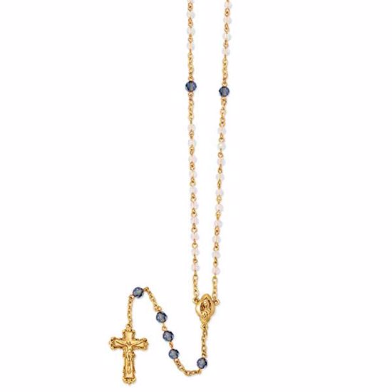 RF295 Vatican Gold-tone, blue & Aurora Borealis crystal rosary