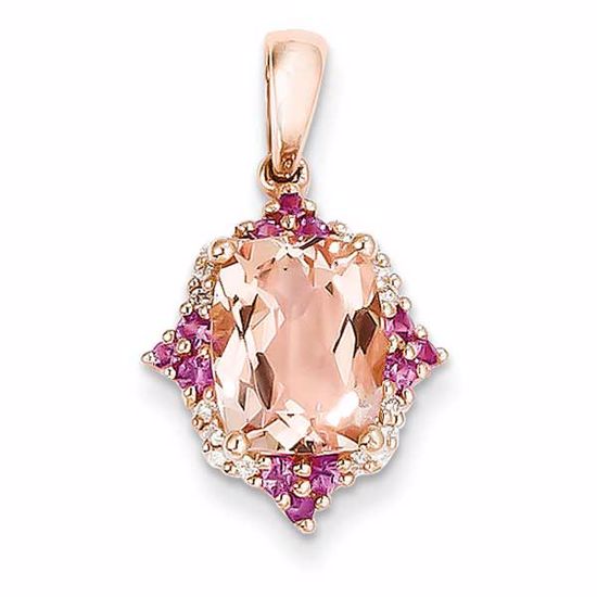 XP4181MG/AA Celtic 14k Rose Gold Morganite & Diamond Pendant