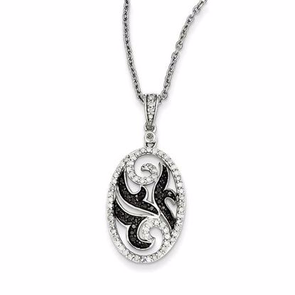QP2175 White Night Sterling Silver Black & White Diamond Pendant