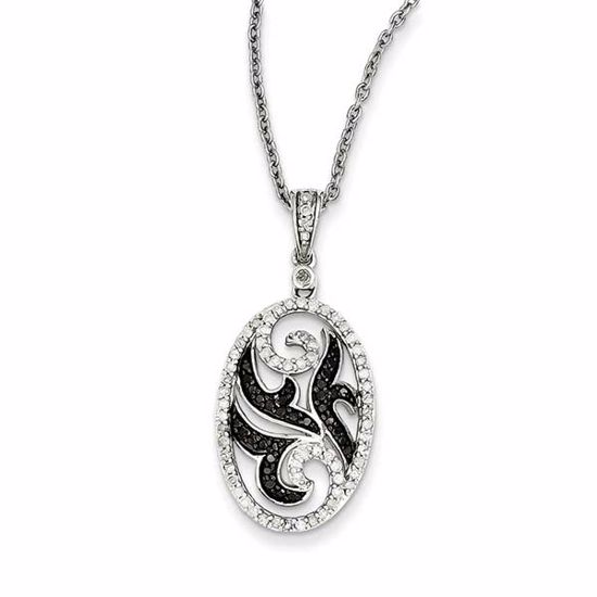 QP2175 White Night Sterling Silver Black & White Diamond Pendant
