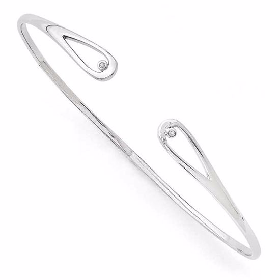 QW235 White Ice SS White Ice .02ct. Diamond Bangle Bracelet