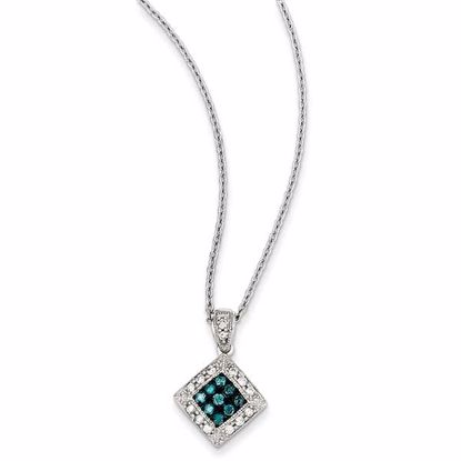 QP3700 White Night Sterling Silver White & Blue Diamond Pendant