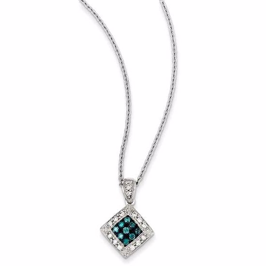 QP3700 White Night Sterling Silver White & Blue Diamond Pendant