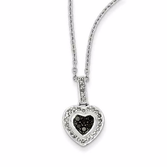 QP3736 White Night Sterling Silver Black Diamond Small Heart Pendant