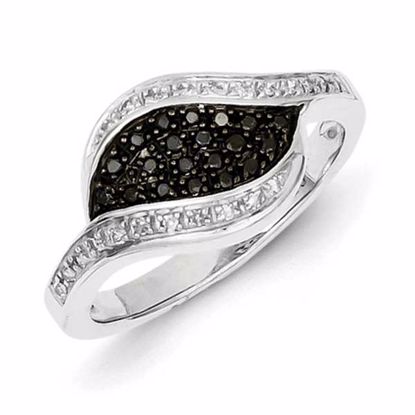 QR5428-8 Closeouts Sterling Silver Black Diamond Fancy Marquise Ring
