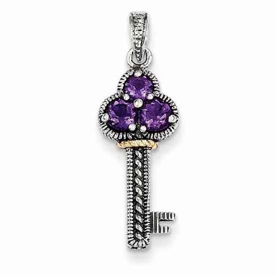QTC485 Shey Couture Sterling Silver w/14k .29Amethyst Key Charm