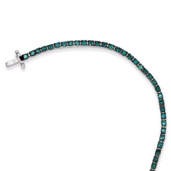 QDX1208 Closeouts Sterling Silver Blue Diamond Tennis Bracelet