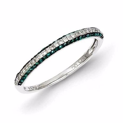 QR5189-7 White Night Sterling Silver Blue and White Diamond Band Ring