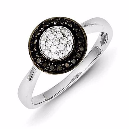 QR5367-7 Closeouts Sterling Silver Black & White Diamond Round Ring