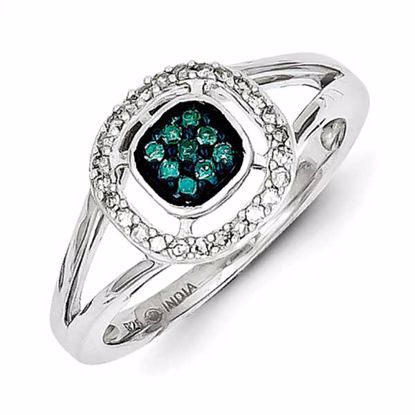 QR5280-7 White Night Sterling Silver White & Blue Diamond Ring