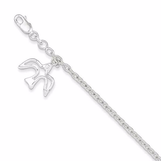 QG1552-7 Confirmation/Communion Sterling Silver Dove Charm Bracelet