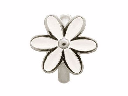 41155-1 White Enamel Flower Silver