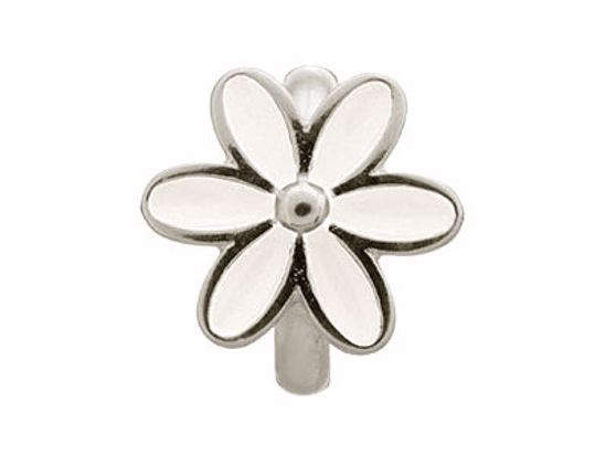 41155-1 White Enamel Flower Silver
