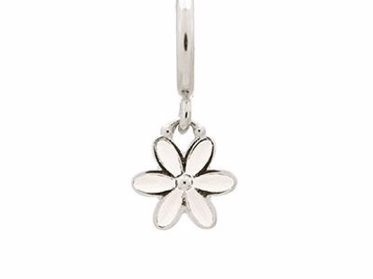 43269-1 White Enamel Flower Drop Silver
