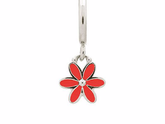 43269-5 Red Enamel Flower Drop Silver