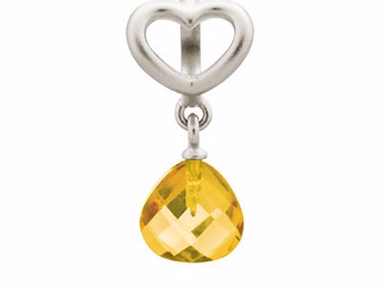 43273-3 Citrine Heart Grip Drop Silver