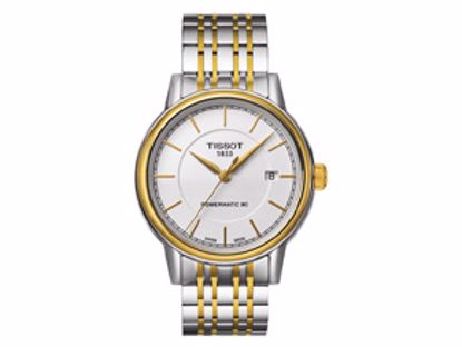 T0854072201100 Carson Men's Automatic Gold Tone Classic Watch - White Dial and Two-Tone Bracelet