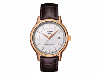 T0854073601100 Carson Men's Automatic Rose Gold PVD Classic Watch - White Dial and  Brown Leather Strap
