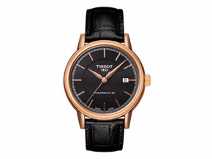 T0854073606100 Carson Men's Automatic Rose Gold PVD Classic Watch - Black Dial and  Black Leather Strap