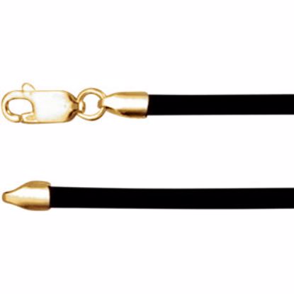 CH560:300817:P 14kt Yellow 3mm Black Rubber 16" Necklace
