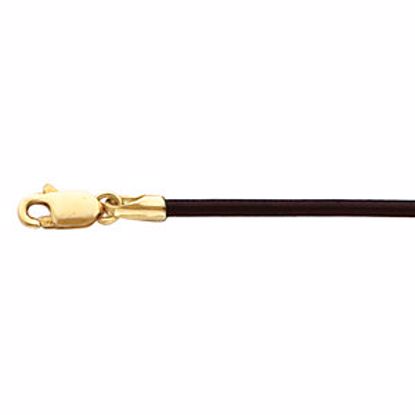 CH611:298815:P 14kt Yellow 1.5mm Brown Leather 16" Cord