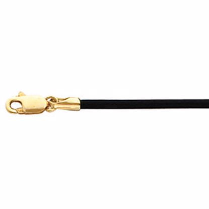 CH613:298811:P 14kt Yellow 1.5mm Black Leather 18" Cord