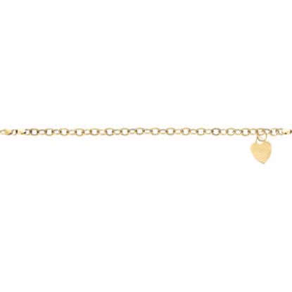 BRC270:295488:P 14kt Yellow Hollow Charm Bracelet with Heart 