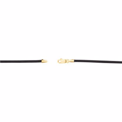 CH725:298845:P 14kt Yellow 2mm Black Leather 18" Cord