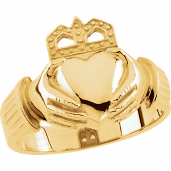 9423:32290:P 10kt Yellow 15x11mm Men's Claddagh Ring