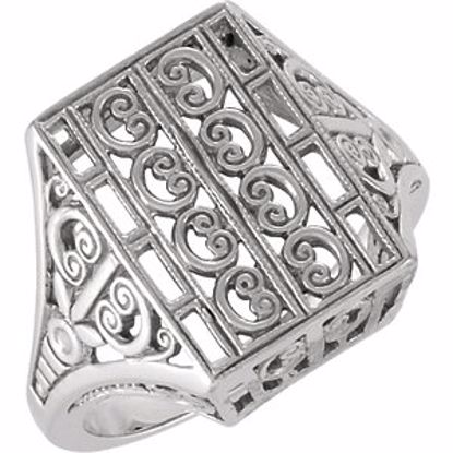 4838:22065:P 14kt White Vintage-Style & Filigree Ring