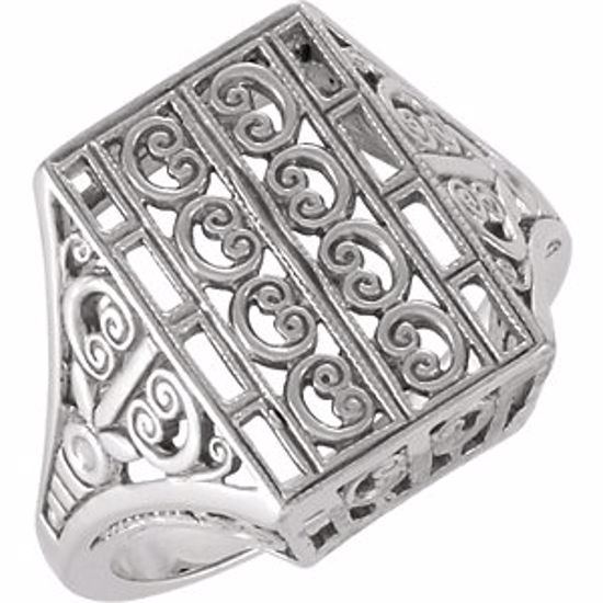 4838:22065:P 14kt White Vintage-Style & Filigree Ring
