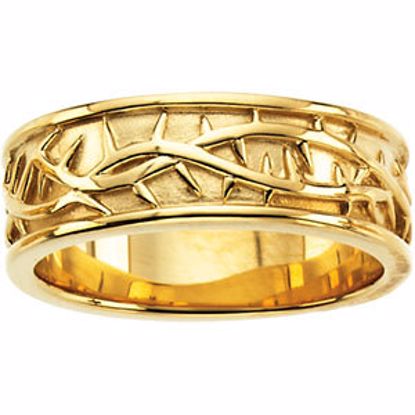 R7032:63342:P 14kt Yellow Thorn Design Band
