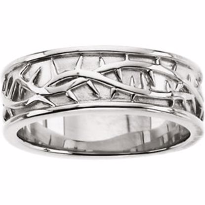 R7032:63343:P 14kt White Thorn Design Band