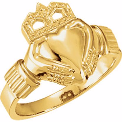 10583:79411:P 18kt Yellow 14.5x10.5mm Ladies Claddagh Ring