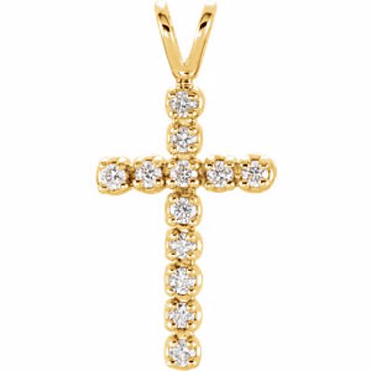 R8043D:66153:P 14kt Yellow 1/8 CTW Diamond Cross Pendant