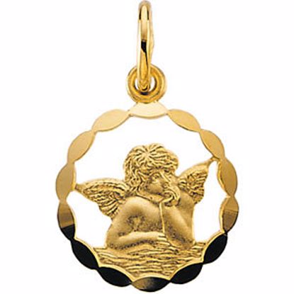 R16954:130055:P 14kt Yellow 12mm Angel Pendant