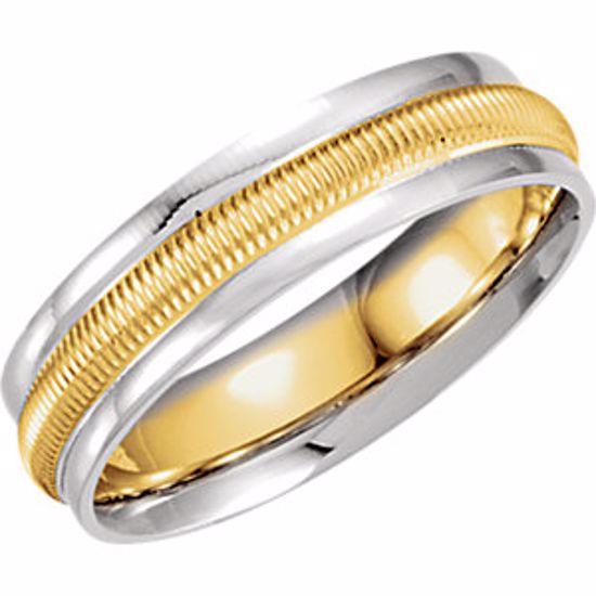 5732:129151:P 14kt Yellow & White 6mm Comfort-Fit Design Band Size 12.5