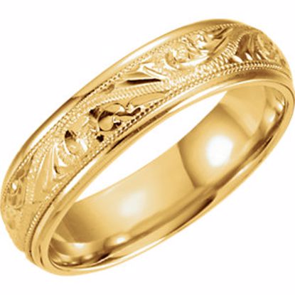 50062:144968:P 14kt Yellow 6mm Hand Engraved Band Size 7